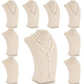 Kigley 9 Pcs Linen Jewelry Necklace Display Busts - 11.4 x 6.9 Inch Set