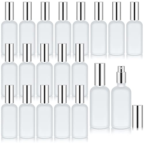 20 Pack 3.4 oz Glass Spray Bottles - Reusable Perfume & Water Sprays, Silver
