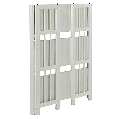 Casual Home 3-Shelf White Folding Bookcase – 27.5 Wide, Stackable, No Assembly