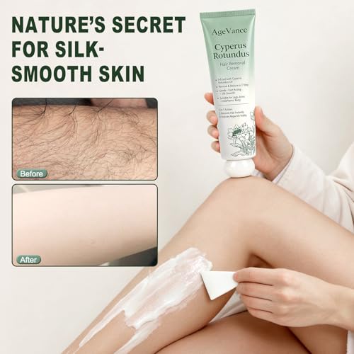 AgeVance Cyperus Rotundus Hair Removal Cream Pack of 3 - Gentle & Effective for Arms, Legs & Underarms, 3.52 Oz Each