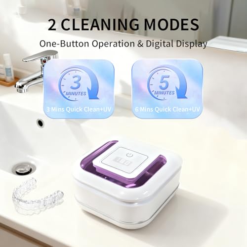 Ultrasonic Retainer & Denture Cleaner 42kHz Portable Dental & Jewelry Cleaning Device