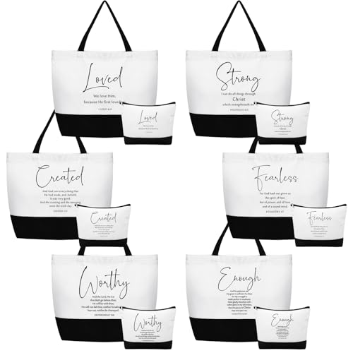 Christian Bible Verse Tote Bag Makeup Bag 12 Bible Words English Variation of THIS listing