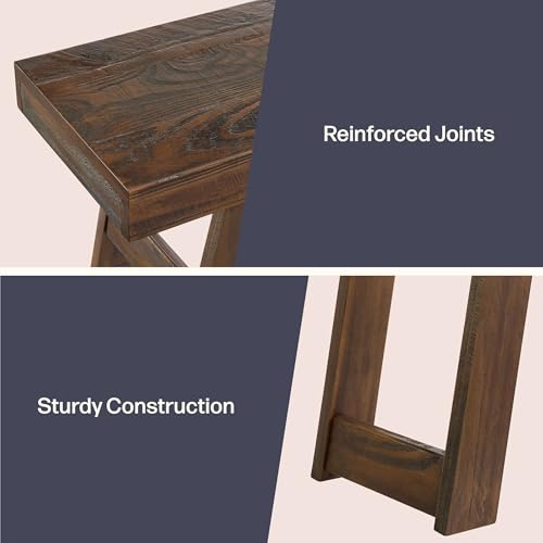 Brown Solid Wood Console Table - 36 Inch Narrow Entryway Sofa Table