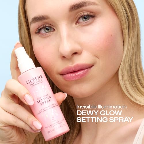 Lumene Dewy Glow Setting Spray - Hydrating Facial Primer & Makeup Fixer - All Skin Types - 3.4 fl oz