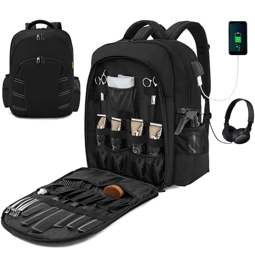 OUUTMEE Portable Barber Backpack with USB Charging for Hairdressing Tools