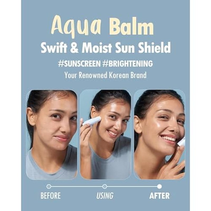 KAHI Multi Balm Max Daily Face Moisturizer + Aqua Korean Sunblock Stick | All-in-One Hydrating Lip, Eye, Neck Cream, Make Up Base & Face Mist Moisture Stick (0.30 fl oz, EA)