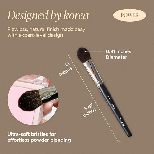 Piccasso PONY14 Makeup Brush? Soft Tapered Blush & Highlighter Applicator for Face Makeup, Fluffy Powder Finish with Soft Hair, Small Size for Precision, Professional Korean Beauty Essential