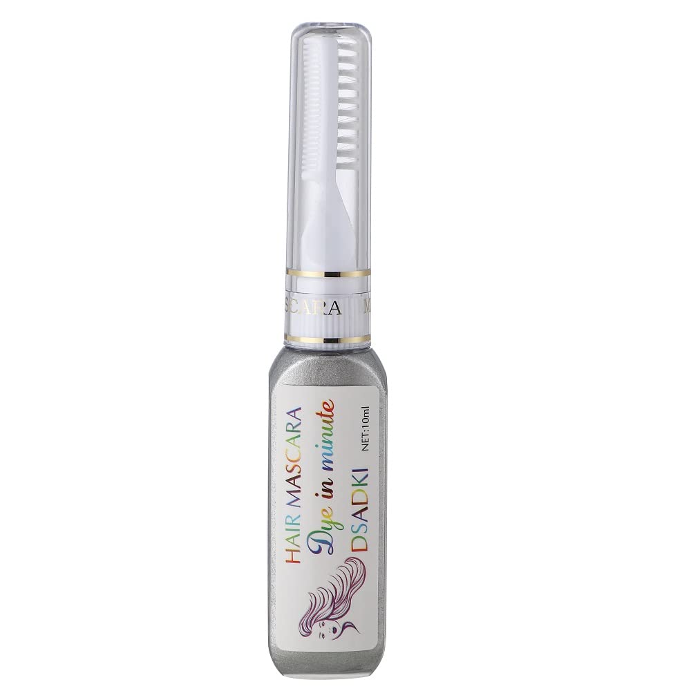 DSADKI Temporary Hair Color Mascara Washable Hair Dye Stick Non-toxic Instant Hair Chalk Dye for Girls Women (Silver gray)