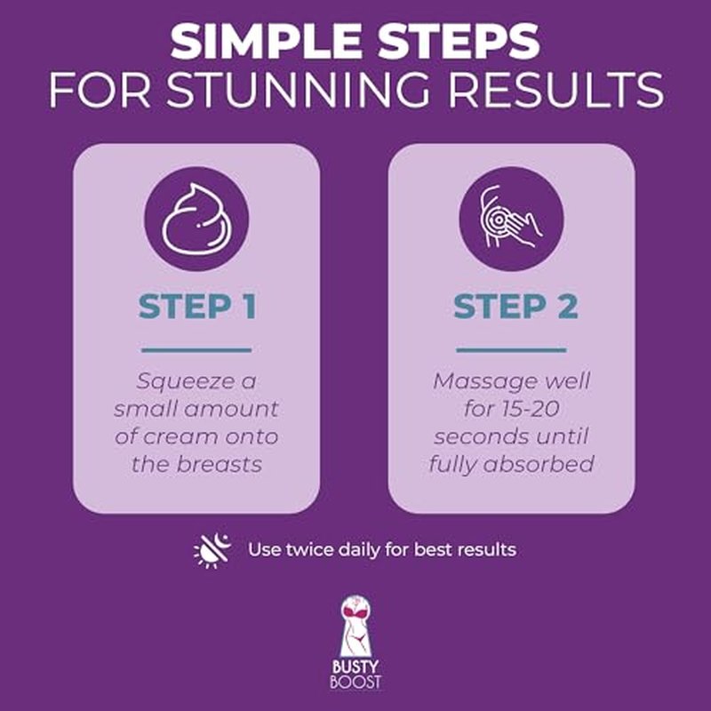 Busty Boost Breast Enhancement Cream ? Natural Firming & Lifting Cream for Fuller, Firmer Breasts ? Infused with Maca Root, Wild Yam, Guggul Resin & Gotu Kola ? Made in the USA ? (2 Month Supply)