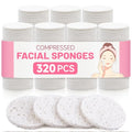 Kickleen 320-Count White Compressed Facial Sponges – 100% Cellulose, Reusable & Travel Friendly