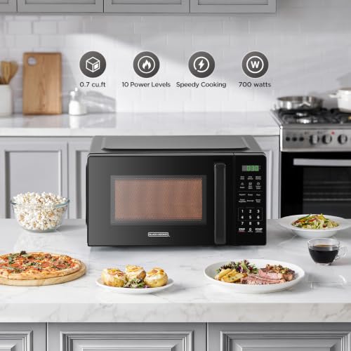 Countertop Microwave Oven 0.7 Cu Ft, 700W, Child Safety Lock, Black