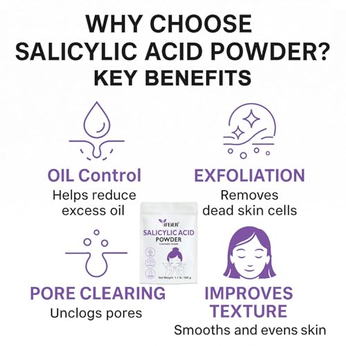 Pure Salicylic Acid Powder | Cosmetic Grade Salicylic Acid 1.1 LB (500 g) | Original Ingredients for DIY BHA Exfoliant for Skincare, Body, Hair & Industrial Use | Make Serum