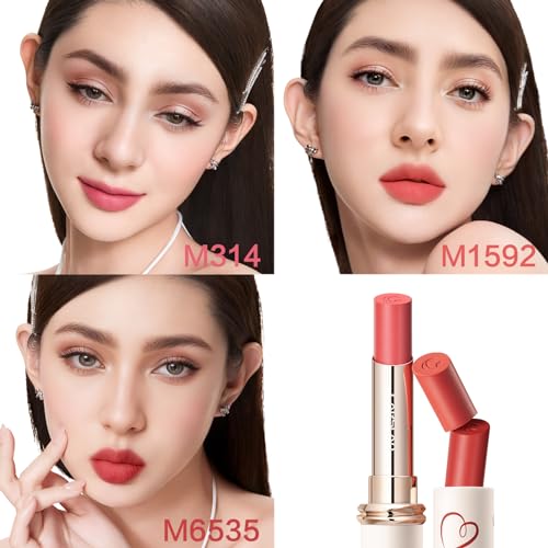 CARSLAN Valentine's Day Gift Matte Lipstick Set Hydrating Lip Color Makeup, Highly Pigmented Lipstick with Moisturizing Formula, Lightweight, Smooth (3count)