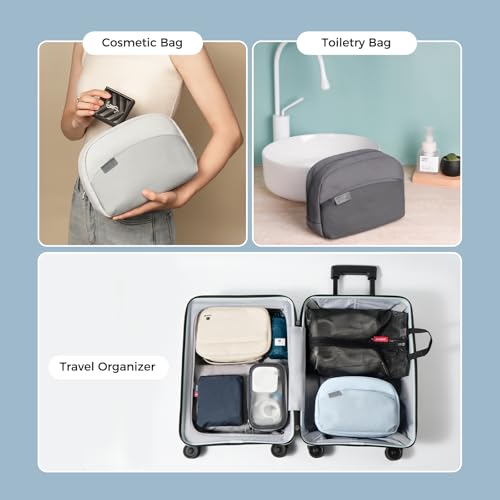 pack all Travel Toiletry Bag, Multi-Compartment Cosmetic Bag, Water-Resistant Makeup Bag for Toiletries, Accessories (Charcoal Gray)