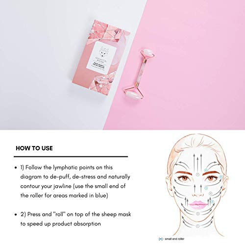 Snow Fox Skin Care Hand-Carved Rose Quartz Facial Roller ? Authentic Crystal Face Roller with Dual Ends, Noiseless Design & Real Quartz Handle ? Cooling, De-Puffing, Relaxing Self-Care Tool