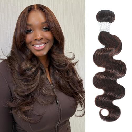 Highlight Brown Body Wave Human Hair Bundles - 12 Inch Virgin Brazilian Wavy Extensions
