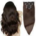 Chocolate Brown 14 Inch Human Hair Clip-In Extensions - 7pcs 120g