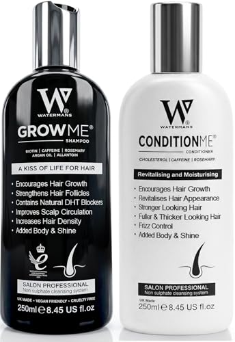Watermans UK Hair Growth Shampoo & Conditioner Biotin Argan Oil Men Women