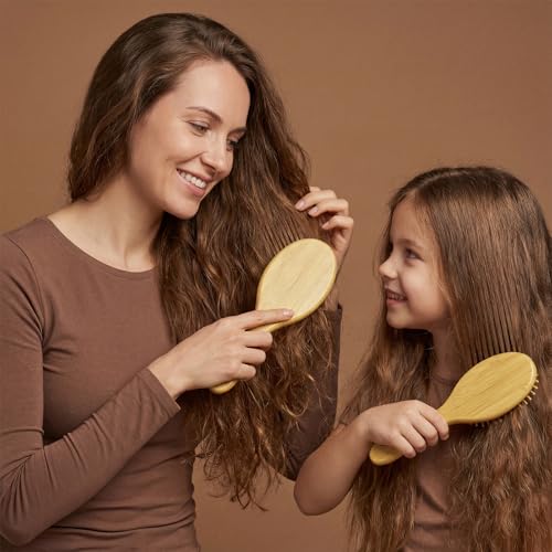 Fishtail Handle Bamboo Hair Brush Set - 10 Pack for Detangling & Styling