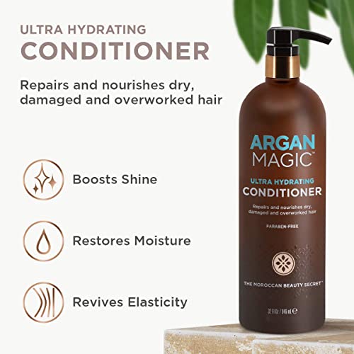 Argan Magic Ultra Hydrating Conditioner 32 oz 2 Pack for Dry Damaged Hair