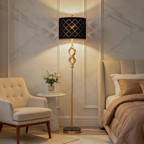 Black & Gold 65-Inch Modern Sculptural Floor Lamp with 3 Color Temperatures