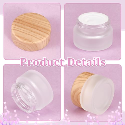 36 Pcs Glass Cosmetic Containers, Frosted Cosmetic Jars with Scoop and Sticker 0.17 OZ Makeup Sample Containers for Makeup Lotion Lip Balm Eye Cream(White)