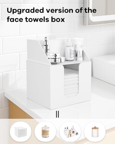Double Layer Face Towel Holder - Premium Acrylic, Matte White - Space Saving Bathroom Organizer