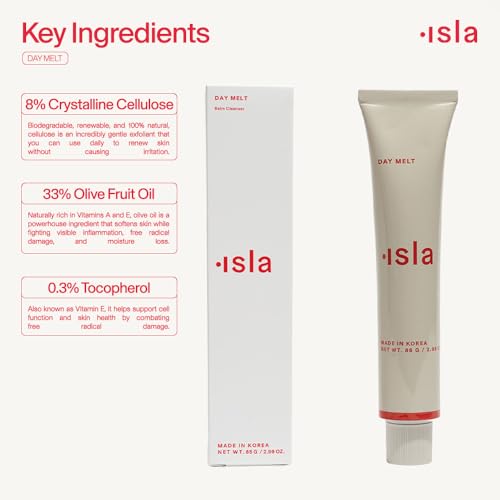ISLA Day Melt Cleansing Balm Melts Makeup, SPF & Pollution Without Stripping, Olive Fruit Oil, Crystalline Cellulose & Vitamin E, Barrier-Safe Balm-to-Milk Cleanser, 2.99 oz