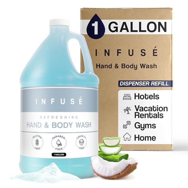 1-Shoppe All-in-Kit Hand/Body Wash | Infuse White Tea & Coconut Hotel | 1 Gallon | For Hospitality & Vacation Rentals to Refill Dispensers | (Single Gallon)