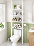ALLZONE White Tension Mount Over The Toilet Storage Shelf – No-Drill, Slim Design