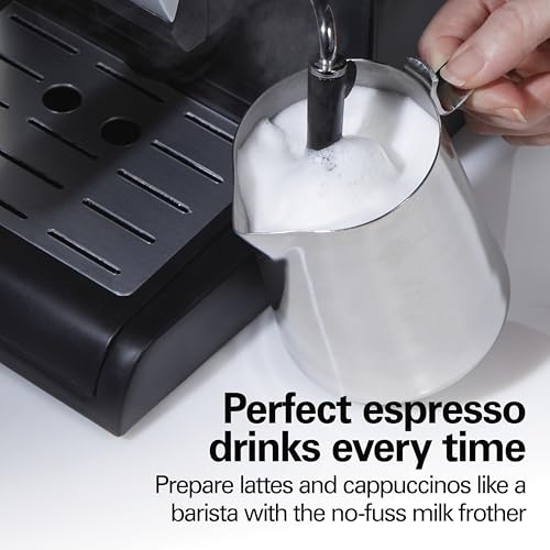15 Bar Espresso Machine with Milk Frother for Cappuccino & Latte - Dual Brew, 50 oz Water Tank, Black
