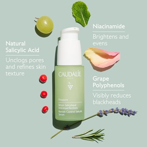 Caudalie Vinopure Natural Salicylic Acid Pore Minimizing Serum with Niacinamide, Skin Perfecting Serum - 30 mL