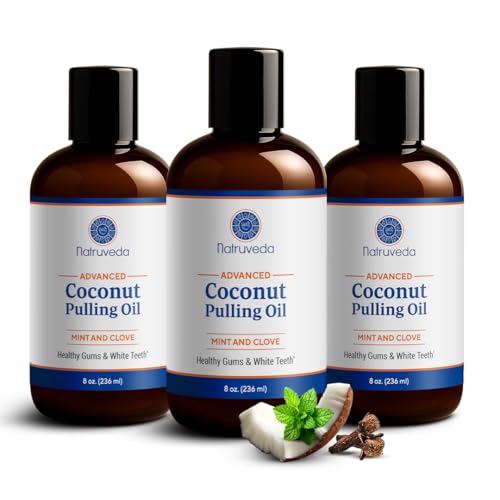 Coconut Oil Pulling Mouthwash 3 Pack - 24 Fl Oz Cocomint Flavor, Organic Ayurvedic Oral Rinse