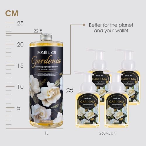 ROMIIE ZOI Gardenia Foaming Hand Soap Refill Set 3-Pack, 33.8 Fl Oz each