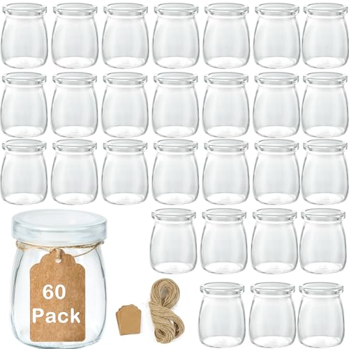 60 Pack Mini Glass Jars with Lids - 3.4 oz Food Storage & Gift Containers (Variation: Glass-60pack-3.4oz)