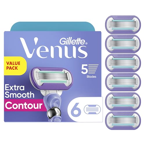 Gillette Venus Deluxe Smooth Swirl Razor Blade Refills - 6 Count, Moisture Ribbon for Comfort