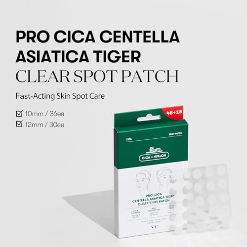 VT COSMETICS Pro Cica Pimple Patches (66 Count) - Hydrocolloid Acne Patches with Centella for Calm & Repair, Invisible Zit Stickers for Face & Blemish Spot Treatment, 2 Sizes, Korean Skincare