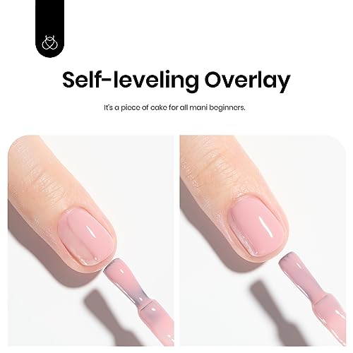 Beetles 12 Color Rubber Base Gel Polish, Nude Gel Nail Polish 5 in 1 Nude Porcelain Doll Pink Strengthener Soak Off U V Nail Art Design DIY at Home Gifts for Women