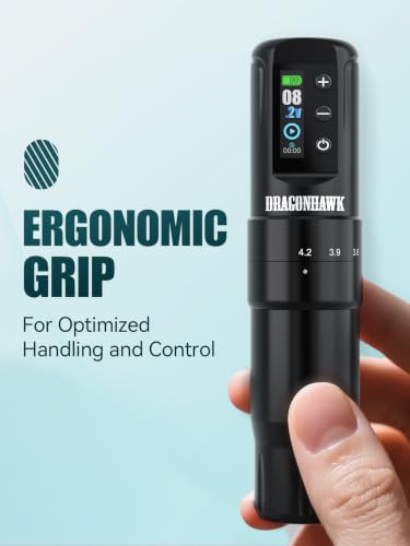Black Wireless Tattoo Pen Machine with 1 Battery - Atom2 Pro