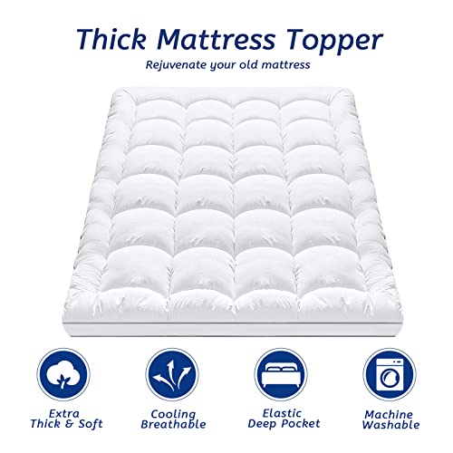 King Size Mattress Topper for Back Pain Cooling Extra Thick Plush Pillow Top with Deep Pocket - White Variation of THIS listing