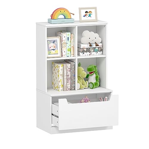 Kids Bookshelf and Toy Storage Organizer with Drawer - Toddler Friendly