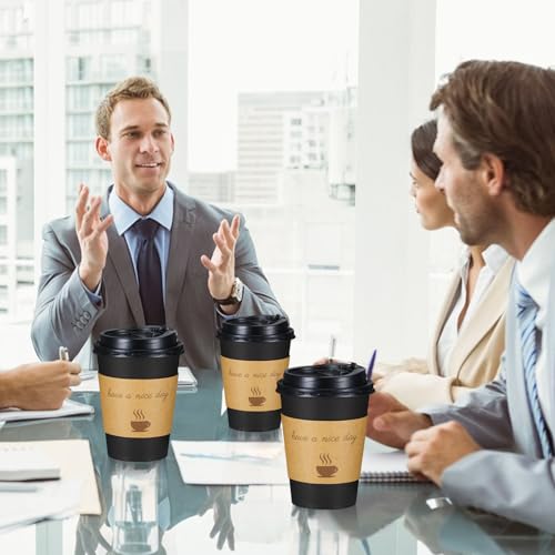 Lamosi 12oz Disposable Coffee Cups with Lids - Pack of 500, To-Go Paper Cups