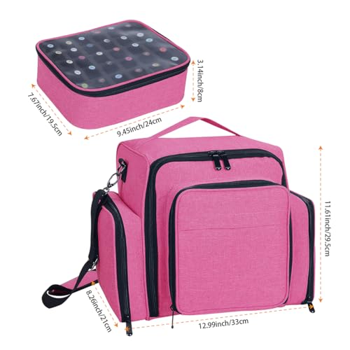 UOZL Rose Red Nail Polish Organizer Case for 60 Bottles with Detachable Bags
