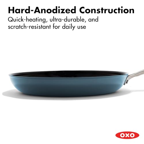 12-Inch Nonstick Frying Pan Skillet with Lid Storm Blue - Durable Ceramic, Hard Anodized, Scratch-Resistant