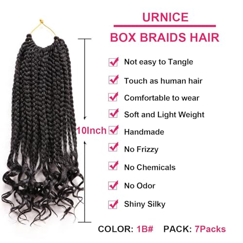 7 Packs 10 Inch Boho Goddess Box Braids Crochet Hair for Black Women - 1B#