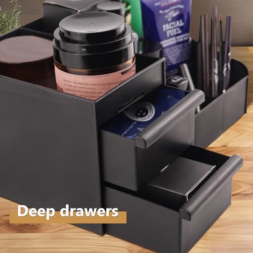 Men's Cologne Organizer with Drawers - Bathroom & Dresser Storage, Black
