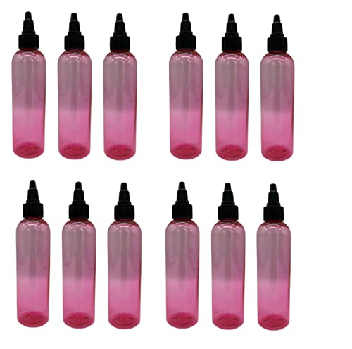 Pink 4oz Refillable Plastic Bottles - Set of 12 for Essential Oils & Aromatherapy