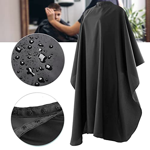 10 Pack Black Barber Capes - Waterproof Nylon Salon Capes, 59 x 47 Inches, Professional Hairdressing Cape Set
