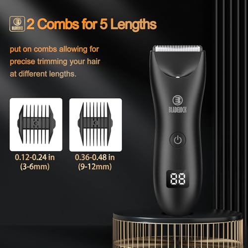 Electric Body Hair Trimmer for Men & Women Black-033 - Grooming Kit with LED & LCD