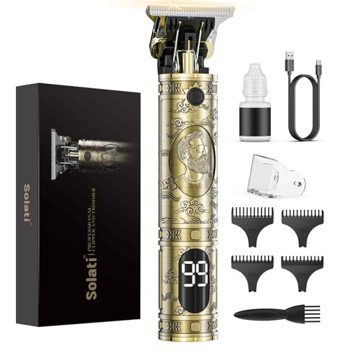 Solati Hair Clippers for Men Cordless Professional Beard Trimmers with LCD Display Electric Grooming Rechargeable Shaver Zero Gapped T/Blade Cutting Kit Gift for Women Men Children
